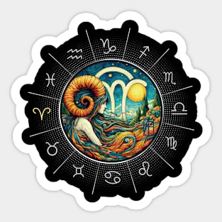 ZODIAC Aries - Astrological ARIRS - ARIRS - ZODIAC sign - Van Gogh style - 8 Sticker